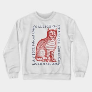 Medieval Cat with Translations from year 1560 Crewneck Sweatshirt